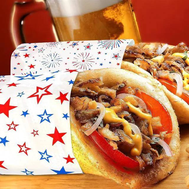 Alt view image 5 of 7 - WorldBazaar 4th of July Wax Paper Sheets 100PCS Patriotic Baking Supplies
