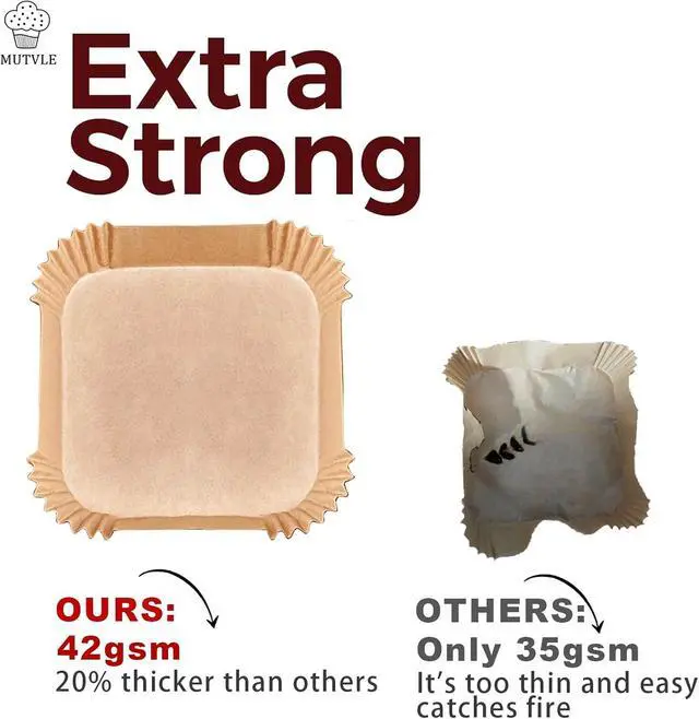 Alt view image 4 of 7 - Large Air Fryer Disposable Paper Liners Square 9 Inch for 5-8QT Air fryer