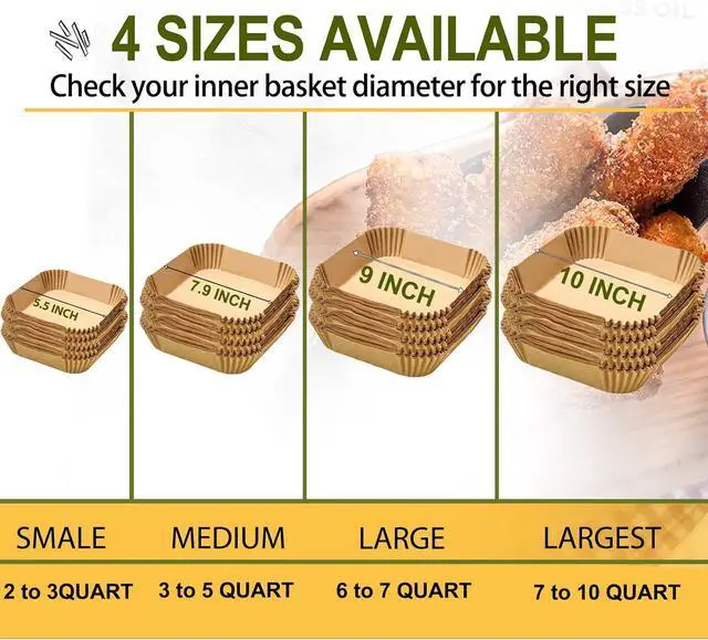 Alt view image 5 of 7 - Large Air Fryer Disposable Paper Liners Square 9 Inch for 5-8QT Air fryer