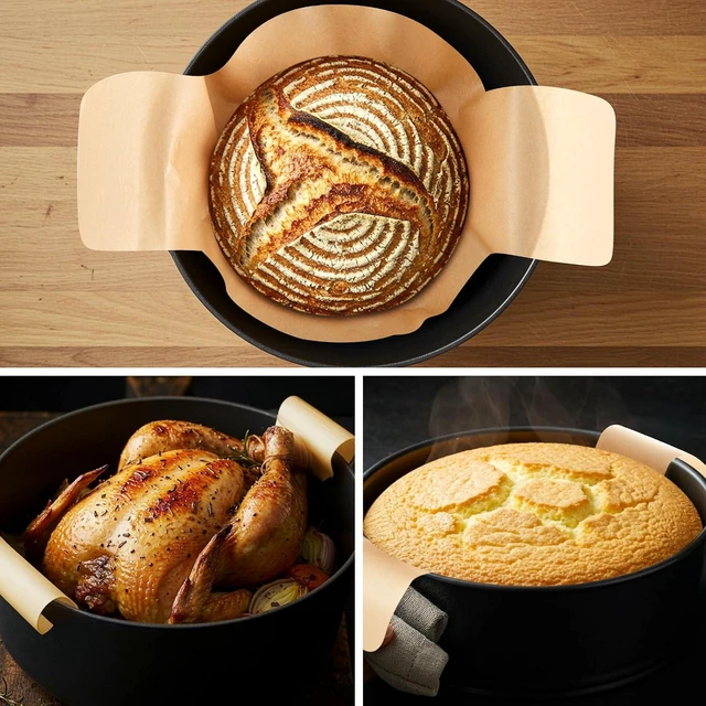 Alt view image 7 of 7 - Marspark 100 Pcs Parchment Paper Bread Sling, Round