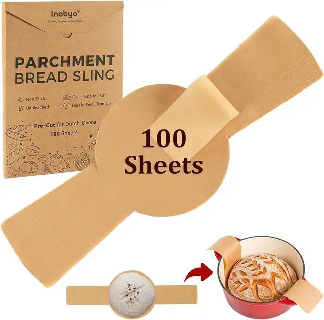 Main image of Parchment Paper Bread Sling for Dutch Oven Sourdough Baking 100 Pcs