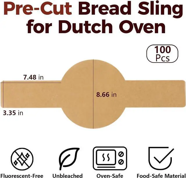 Alt view image 2 of 6 - Parchment Paper Bread Sling for Dutch Oven Sourdough Baking 100 Pcs