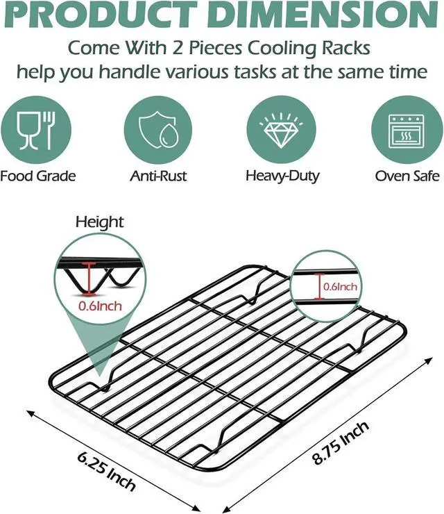 Alt view image 2 of 7 - TeamFar Cooling Rack, 8.75" x 6.25" Coated Stainless Steel Wire Rack