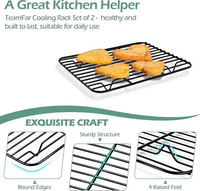 Alt view image 3 of 7 - TeamFar Cooling Rack, 8.75" x 6.25" Coated Stainless Steel Wire Rack