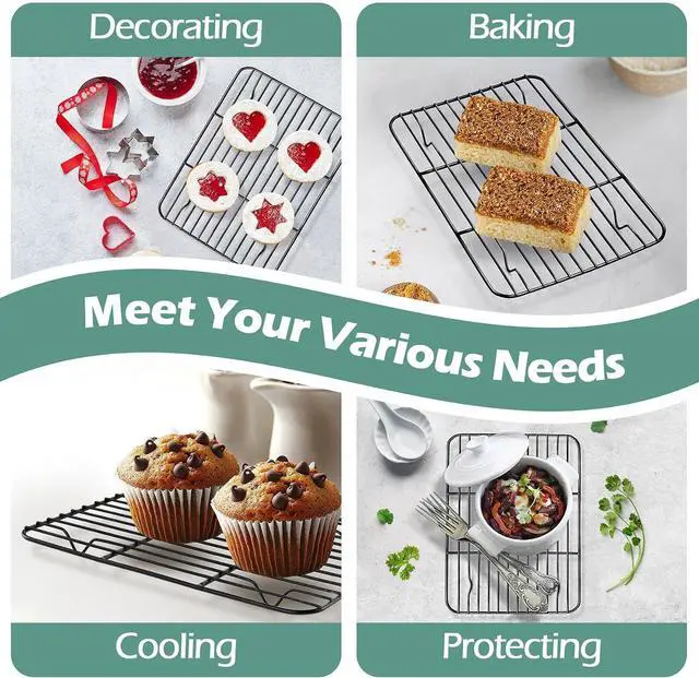Alt view image 6 of 7 - TeamFar Cooling Rack, 8.75" x 6.25" Coated Stainless Steel Wire Rack