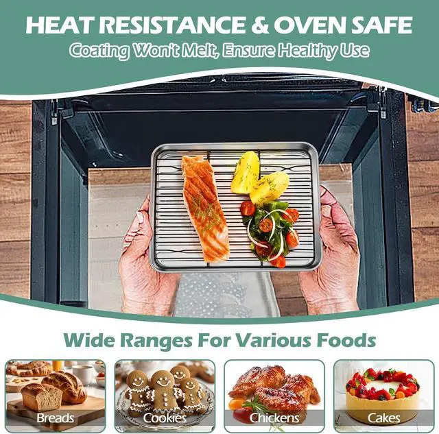 Alt view image 5 of 7 - TeamFar Cooling Rack, 8.75" x 6.25" Coated Stainless Steel Wire Rack