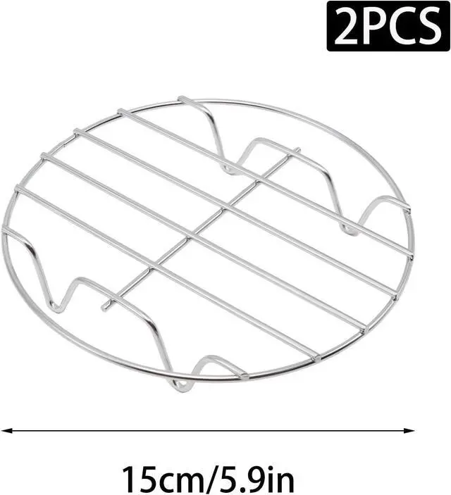 Alt view image 2 of 7 - 2 Pack Round Cooking Racks, 304 Stainless Steel Baking and Cooling Steaming Roasting Rack for Air Fryer Pot Pressure Cooker Canning(5.9 Inch)