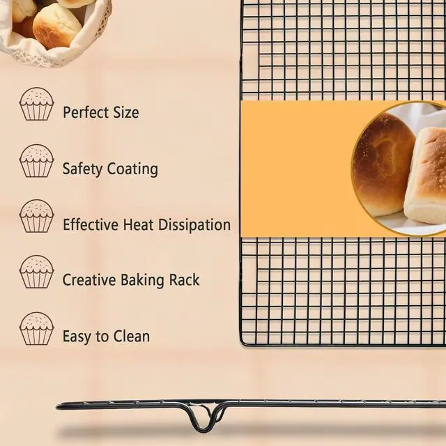 Alt view image 4 of 7 - VNIMTI 2 Pack Cooling Rack for Baking Cooking, 11" x 10" Squares Wire Racks