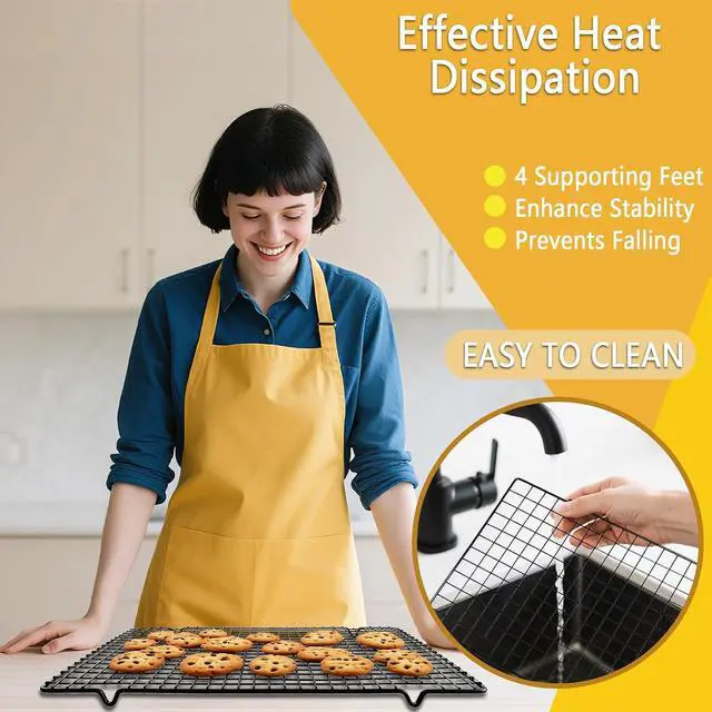 Alt view image 5 of 7 - VNIMTI 2 Pack Cooling Rack for Baking Cooking, 11" x 10" Squares Wire Racks