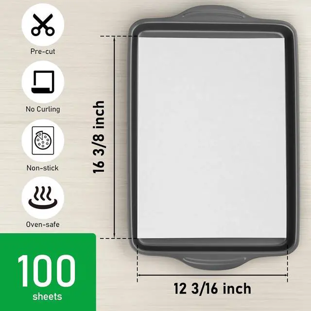 Alt view image 2 of 7 - EcoDispose 100 Pcs Non-Stick Parchment Paper Baking Sheets 12-3/16"x16-3/8"