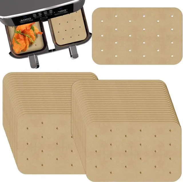 Main image of Air Fryer Parchment Paper Liners 200 Sheets - Disposable Liners Compatible With Ninja Foodi, Rectangle Perforated Baking Paper for 8 Quart 6-in-1 Dual Basket Accessories
