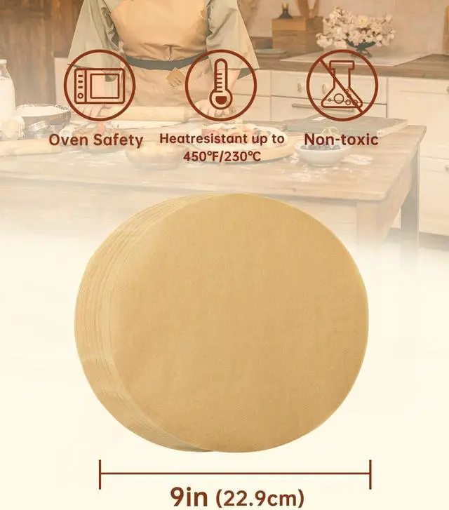 Alt view image 2 of 7 - Katbite Unbleached Parchment Paper Rounds, Heavy Duty, 9 Inch 200Pcs