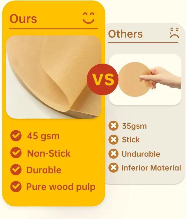 Alt view image 5 of 7 - Katbite Unbleached Parchment Paper Rounds, Heavy Duty, 9 Inch 200Pcs