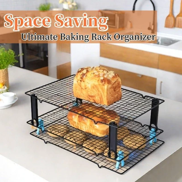 Alt view image 3 of 6 - 4PCS Saving Harvest Cooling Rack Stacker - Cooling Rack Organizer, Stacking Clips for Cookie & Stackable Cooling Rack, Cookie Bread Cake Cooling Rack Baking Gifts (Black, Large 4pcs)