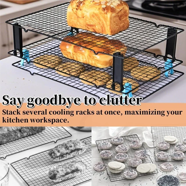 Alt view image 6 of 6 - 4PCS Saving Harvest Cooling Rack Stacker - Cooling Rack Organizer, Stacking Clips for Cookie & Stackable Cooling Rack, Cookie Bread Cake Cooling Rack Baking Gifts (Black, Large 4pcs)