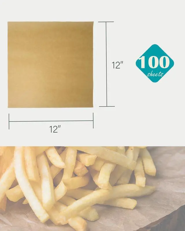 Alt view image 2 of 6 - Bake Choice 12" x 12" Parchment Paper Square Kraft Deli Wrap Sheets 100 PCS