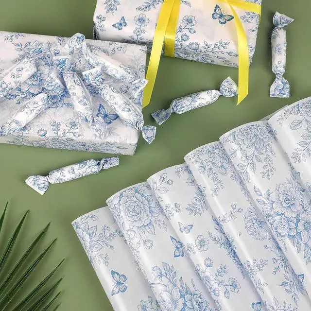 Alt view image 3 of 7 - LOAVER 150 Pcs Blue Floral Wax Paper Sheets for Food,Chinoiserie Flower Greaseproof Wrapping Tissue Deli Parchment Baking Paper for Cookies Picnic Sandwich Liners Kicthen Supplies(8.66 x 9.84 Inch)