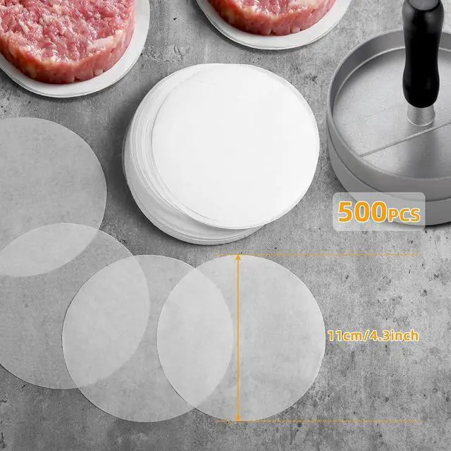 Main image of GWHOLE 500pcs Hamburger Patty Paper, 4.3 Inch, Non-Stick