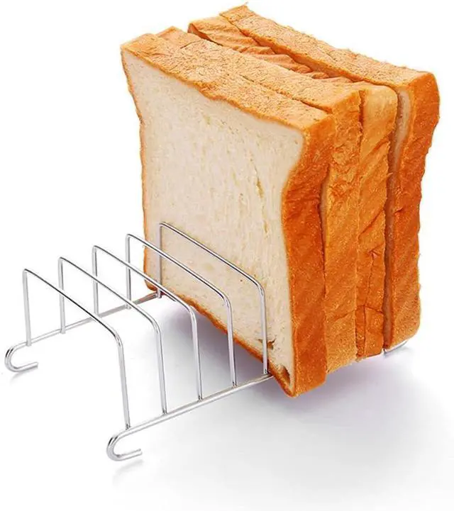 Alt view image 3 of 7 - Silver 8 Holes Stainless Steel Tool Toast Cooling Grid Bread Rack Rectangle Air Fryer Accessories Organizer Safe Healthy Stainless Steel Toast Rack Baking Tools Accessories Cooling Racks