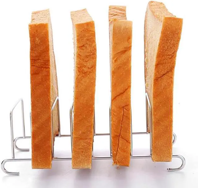 Alt view image 4 of 7 - Silver 8 Holes Stainless Steel Tool Toast Cooling Grid Bread Rack Rectangle Air Fryer Accessories Organizer Safe Healthy Stainless Steel Toast Rack Baking Tools Accessories Cooling Racks