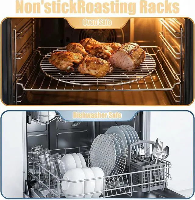 Alt view image 4 of 7 - Round Cooling Rack Roasting Wire for Baking, Bread Cooling Rack, Round Grill Grate Pizza Steamer Rack Stainless Steel Cookie Rack Casserole Frying Pan (Height 0.59 cm, Diameter 8.66 cm)