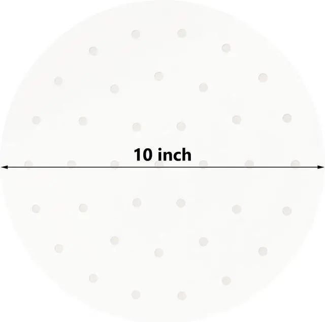 Alt view image 4 of 6 - 100 PCS Bamboo Steamer Liner, 10" Round Air Fryer Parchment Paper with Holes, White Anti-Stick Steamer Paper