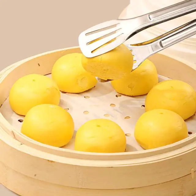Alt view image 6 of 6 - 100 PCS Bamboo Steamer Liner, 10" Round Air Fryer Parchment Paper with Holes, White Anti-Stick Steamer Paper