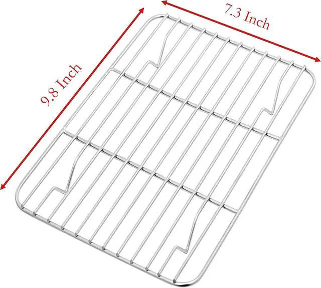 Alt view image 2 of 7 - Line Roasting Racks, 1 Pcs 9.8 Inch x 7.3 Inch High Strength Stainless Steel Grill Racks for Baking and Cooling of Barbeque in Oven, Party, Dinning and Outdoors (9.8 inch)