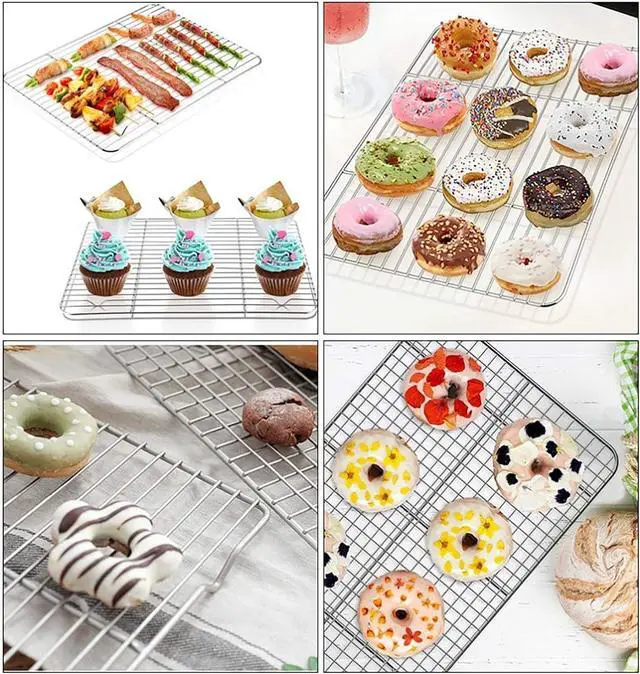 Alt view image 7 of 7 - Line Roasting Racks, 1 Pcs 9.8 Inch x 7.3 Inch High Strength Stainless Steel Grill Racks for Baking and Cooling of Barbeque in Oven, Party, Dinning and Outdoors (9.8 inch)