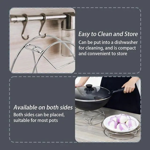 Alt view image 4 of 6 - Round Steamer Rack and Cooling Rack, Stainless Steel Rack for Cooking, Wire Instant Pot Trivet, Stainless Steel Baking Steaming Grilling Rack, 2 Piece