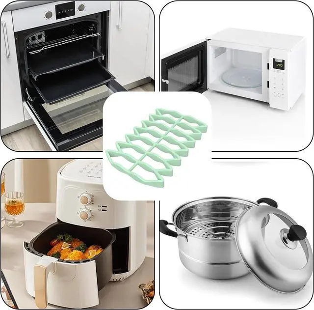 Alt view image 3 of 6 - Silicone Roasting Rack - Nonstick, Heat-Safe, for Cooling, Cooking, Baking, and Steaming (Grey)