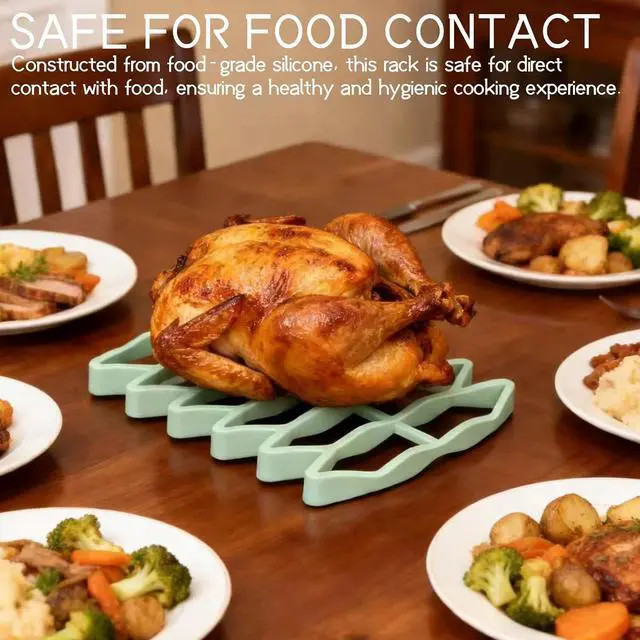 Alt view image 4 of 6 - Silicone Roasting Rack - Nonstick, Heat-Safe, for Cooling, Cooking, Baking, and Steaming (Grey)