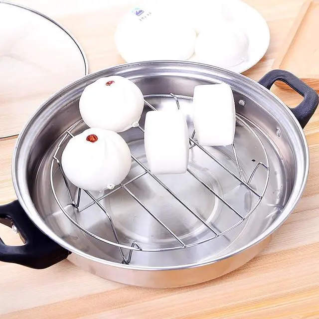 Alt view image 3 of 5 - 2 Pcs Steaming Rack, 5.9 Inch Round Shape Stainless Steel Steamer for Roasting Cooking, Cooling and Steaming in Kitchen and Outdoors (silver, 5.9 Inch)