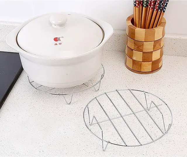 Alt view image 4 of 5 - 2 Pcs Steaming Rack, 5.9 Inch Round Shape Stainless Steel Steamer for Roasting Cooking, Cooling and Steaming in Kitchen and Outdoors (silver, 5.9 Inch)