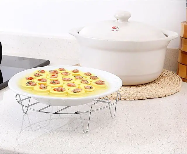 Alt view image 5 of 5 - 2 Pcs Steaming Rack, 5.9 Inch Round Shape Stainless Steel Steamer for Roasting Cooking, Cooling and Steaming in Kitchen and Outdoors (silver, 5.9 Inch)