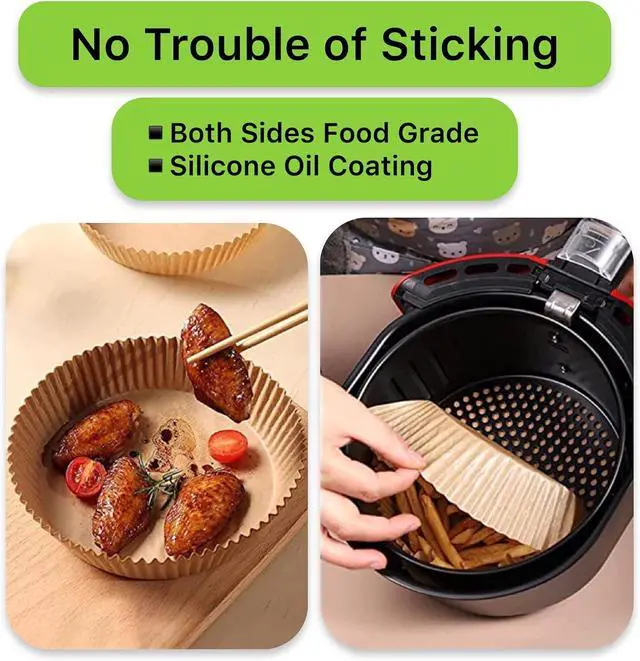 Alt view image 4 of 6 - Air Fryer Liners Square, 100PCS for 2 to 5 Qt Air Fryer Disposable Paper Liner, 6.3 inch Unbleached Non-stick Oil-proof Parchment Paper
