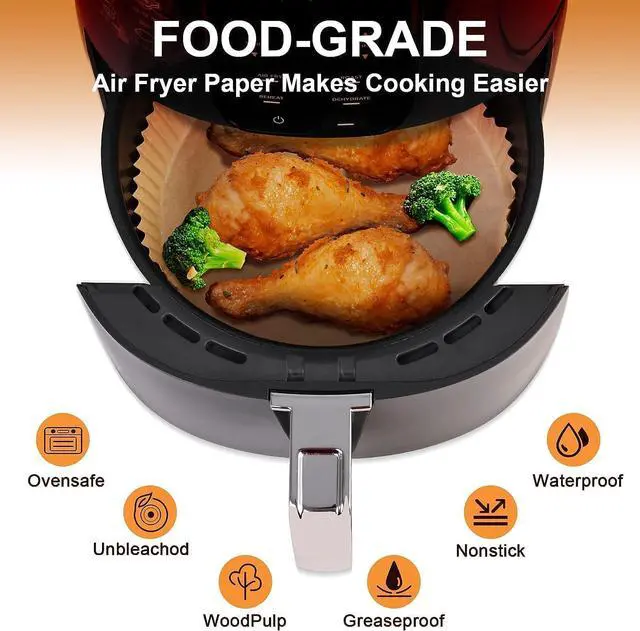 Alt view image 2 of 6 - 100Pcs Air Fryer Liners Disposable Parchment Paper for Most 4-7QT Air fryer