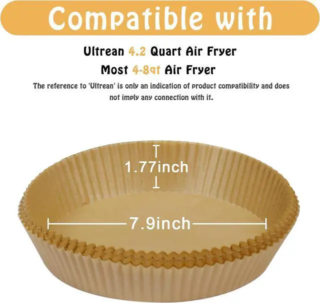 Alt view image 3 of 6 - 100Pcs Air Fryer Liners Disposable Parchment Paper for Most 4-7QT Air fryer