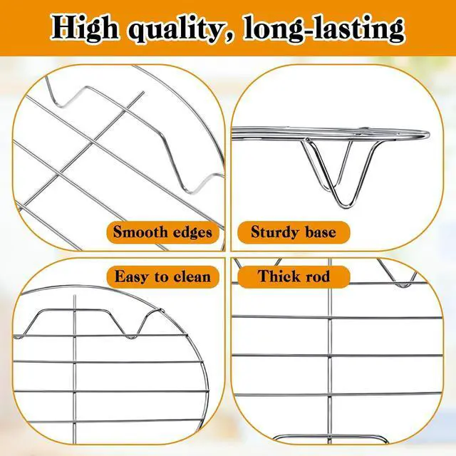 Alt view image 4 of 7 - 2 Pack Stainless Steel Steamer Rack 7.5 Inch Steam Rack Round Cooking Racks Cooking Cooling Steaming Baking Racks Multi-Purpose Stand Cookware Fit Air Fryer Pot, Oven Pots, Pressure Cooker