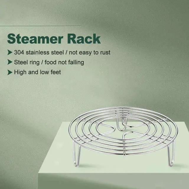 Alt view image 2 of 7 - 3-in-1 Stainless Steel Steamer Rack & Cooling Rack Multi-Functional Pot Trivet for Cooking, Baking, Dishwasher Safe, Fits Most Pots & Pans (16cm, Silver)(Silver,Size:16x4cm)