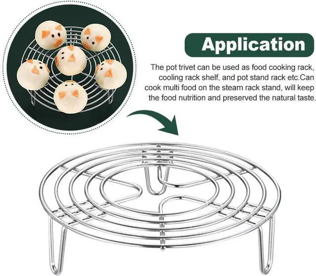 Alt view image 4 of 7 - 3-in-1 Stainless Steel Steamer Rack & Cooling Rack Multi-Functional Pot Trivet for Cooking, Baking, Dishwasher Safe, Fits Most Pots & Pans (16cm, Silver)(Silver,Size:16x4cm)