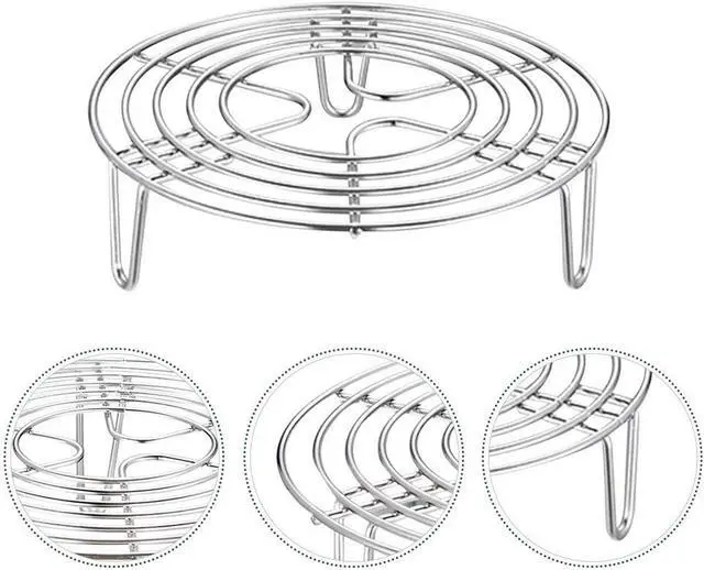 Alt view image 7 of 7 - 3-in-1 Stainless Steel Steamer Rack & Cooling Rack Multi-Functional Pot Trivet for Cooking, Baking, Dishwasher Safe, Fits Most Pots & Pans (16cm, Silver)(Silver,Size:16x4cm)