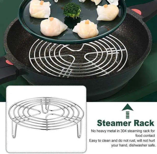 Alt view image 5 of 7 - 3-in-1 Stainless Steel Steamer Rack & Cooling Rack Multi-Functional Pot Trivet for Cooking, Baking, Dishwasher Safe, Fits Most Pots & Pans (16cm, Silver)(Silver,Size:16x4cm)