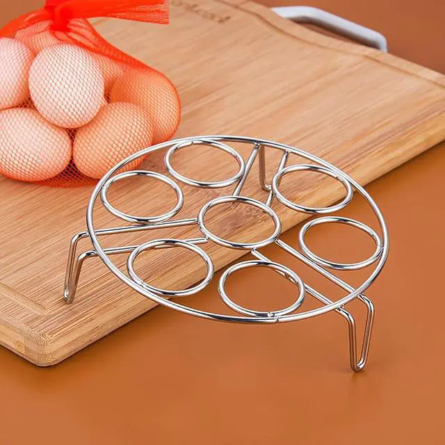 Alt view image 4 of 6 - Egg Steaming Rack, 6.2 Inch 7 Egg Hole Round Food Grade Stainless Steel Steamer for Food Steaming, Cooling and Roasting Cooking in Kitchen and Outdoors (1 pcs)