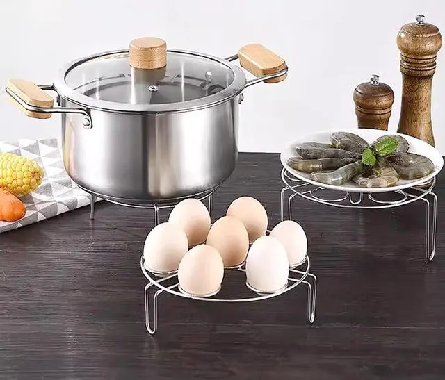 Alt view image 6 of 6 - Egg Steaming Rack, 6.2 Inch 7 Egg Hole Round Food Grade Stainless Steel Steamer for Food Steaming, Cooling and Roasting Cooking in Kitchen and Outdoors (1 pcs)