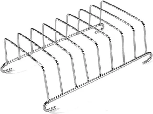 Main image of Silver 8 Holes Stainless Steel Tool Toast Cooling Grid Bread Rack Rectangle Air Fryer Accessories Organizer Safe Healthy Stainless Steel Toast Rack Baking Tools Accessories Cooling Racks