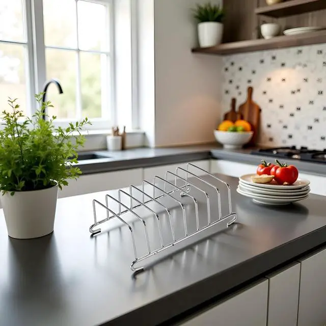 Alt view image 7 of 7 - Silver 8 Holes Stainless Steel Tool Toast Cooling Grid Bread Rack Rectangle Air Fryer Accessories Organizer Safe Healthy Stainless Steel Toast Rack Baking Tools Accessories Cooling Racks