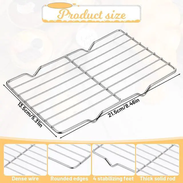 Alt view image 3 of 7 - Roasting Rack Stainless Steel Wire Rack for Baking Sheet 5.3 x 8.46 Inch Heavy Duty Wire Grate Oven Grill Rack Oven Rack Cooling Rack Baking Rack with 4 Legs Rectangle Wire Cooking Racks for Meat