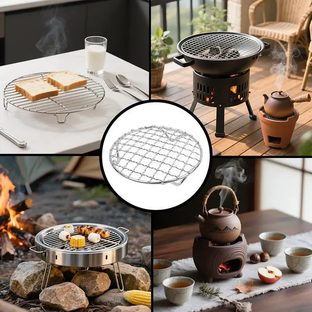 Alt view image 4 of 5 - 5.12"/130mm Round Cooking Rack Cross Wire Barbecue Grill Net