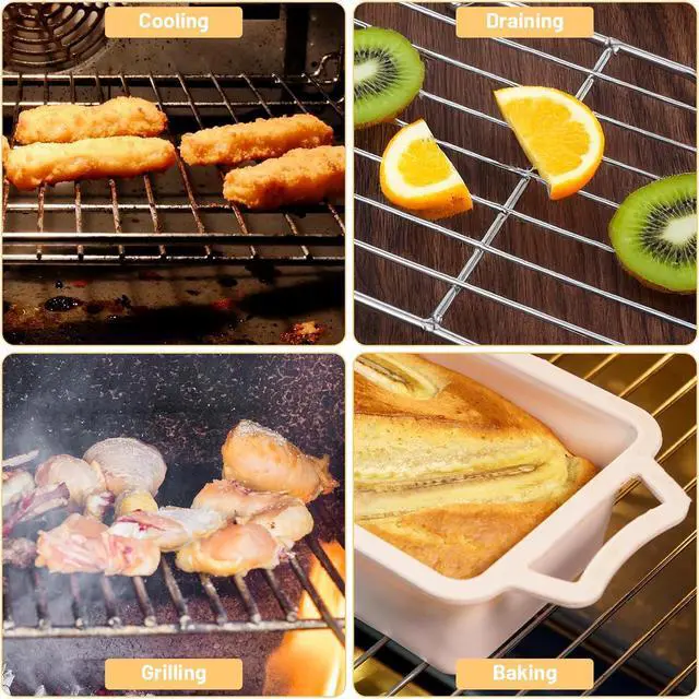 Alt view image 7 of 7 - Roasting Rack Stainless Steel Wire Rack for Baking Sheet 5.3 x 8.46 Inch Heavy Duty Wire Grate Oven Grill Rack Oven Rack Cooling Rack Baking Rack with 4 Legs Rectangle Wire Cooking Racks for Meat